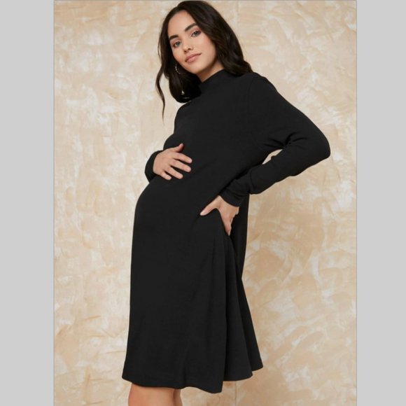 NWT Maternity dress outfit black mock neck casual long sleeve knee length - Picture 6 of 6